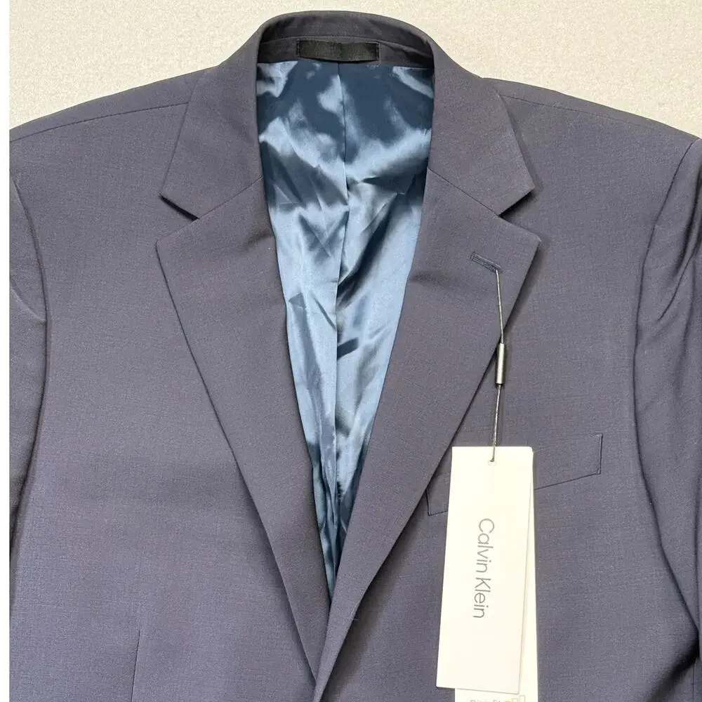 Calvin Klein Men's Slim Fit Wool Blend Suit Jacket Navy 44L $450
